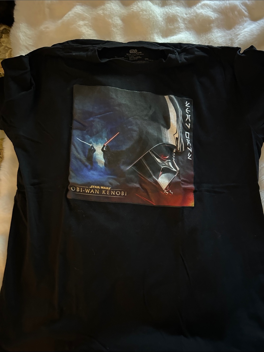 Disney Star Wars Obi-Wan Kenobi Black Graphic Tee with Blue and Red Accents